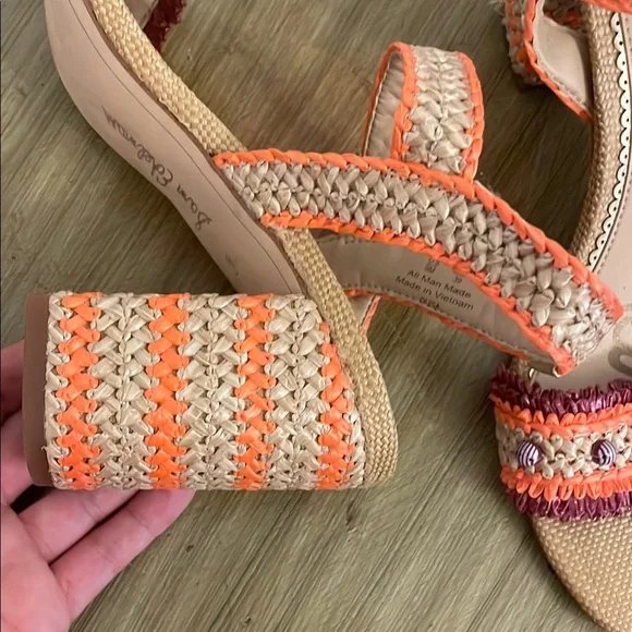 Sam Edelman Rattan Heels with Vibrant Design Orange and Purple - Picture 6 of 8